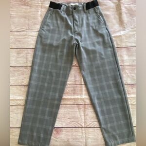 Zara Ribbed Boys Pants-Size 11-12 years- Black White and Plaid-Adjustable Waist